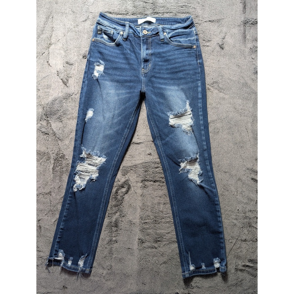 KanCan Slim Straight Leg Distressed Jeans Women's Size 7/27 Dark Wash